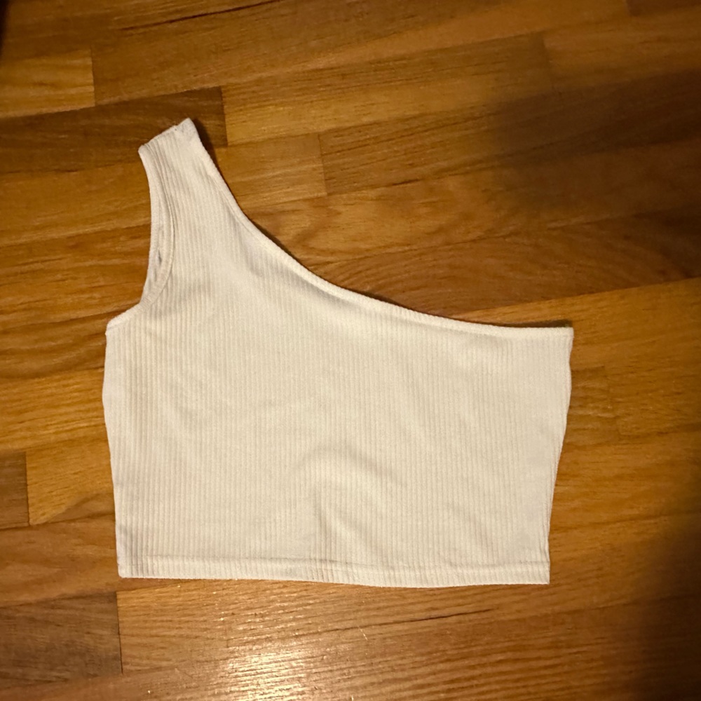 white one shoulder tank top